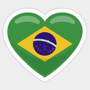 Brazil Flag Heart Sticker